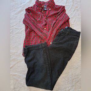 Boys size 7 Chaps Red Plaid Shirt and Black Pants Set